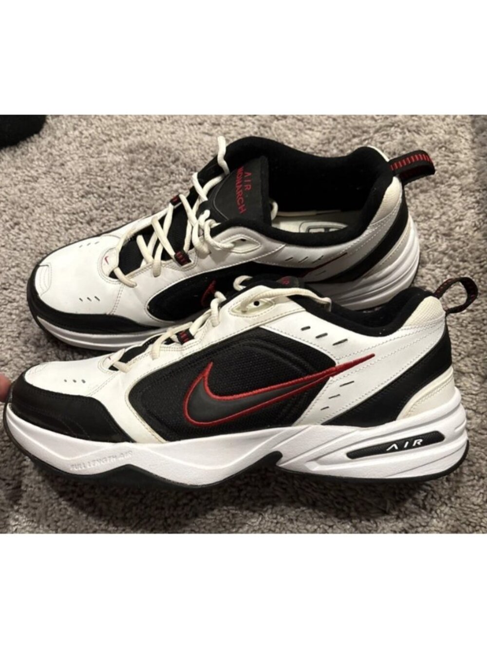 Nike Air Monarch IV 415445-101 Men 14 Running Shoes White Black Athletic Sneaker